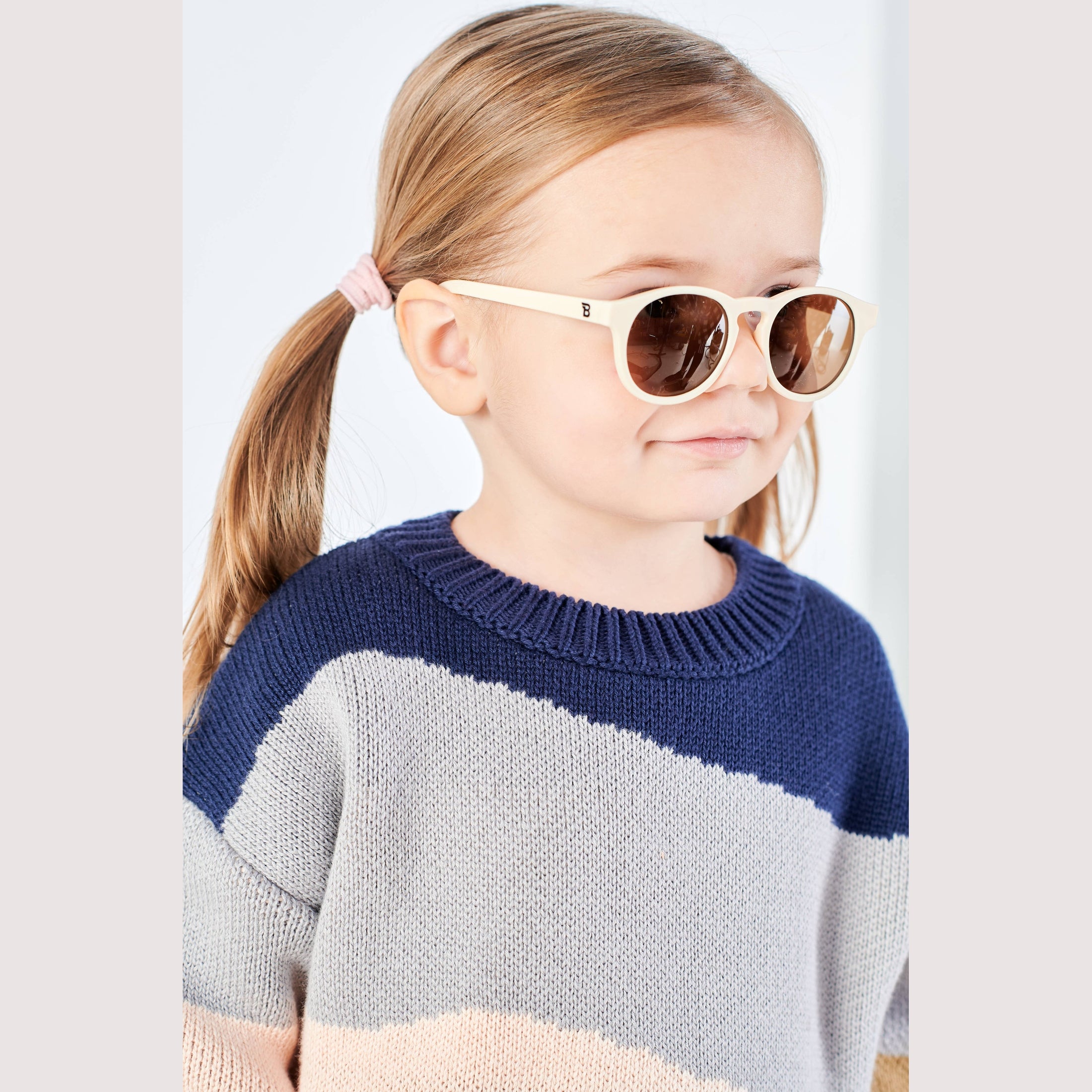 Baby & Kids Sweet Cream Keyhole Sunglasses with Amber Lens: Ages 6+