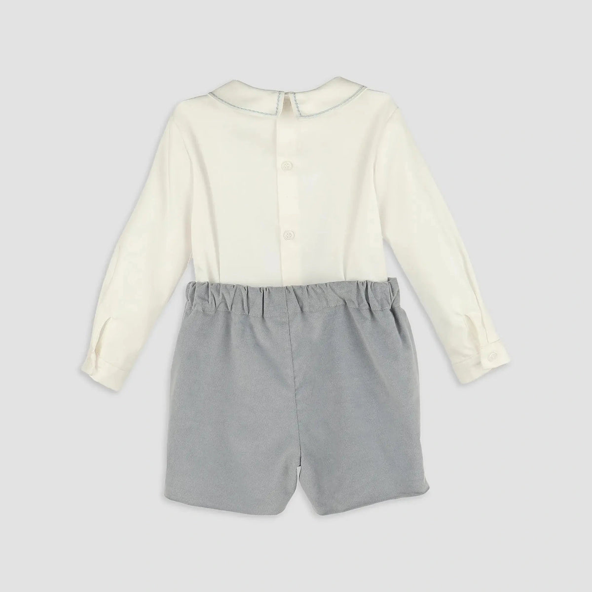 Powder Blue and White Shorts Set