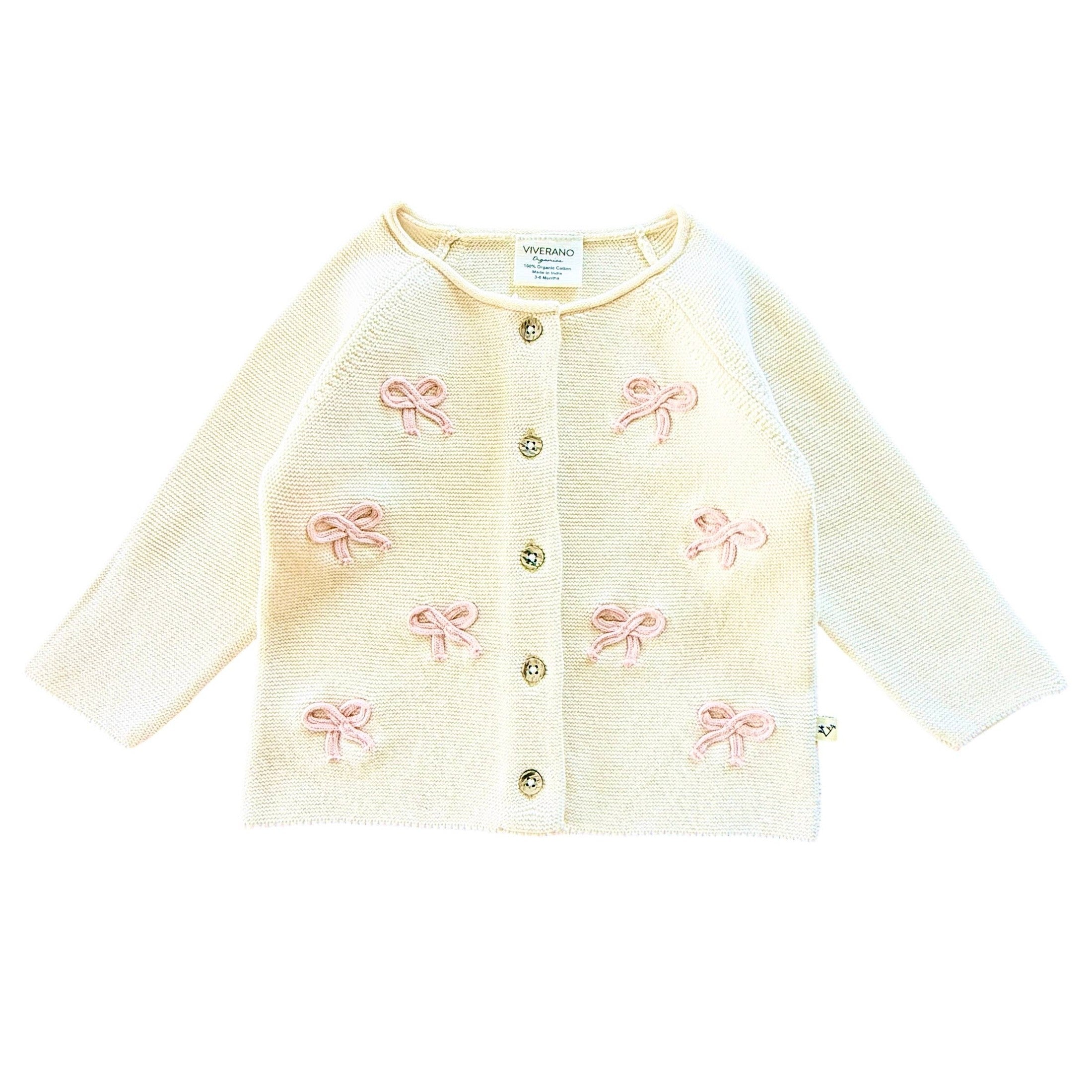 Zoe Bow Sweater Knit Baby Button Cardigan and Legging Set