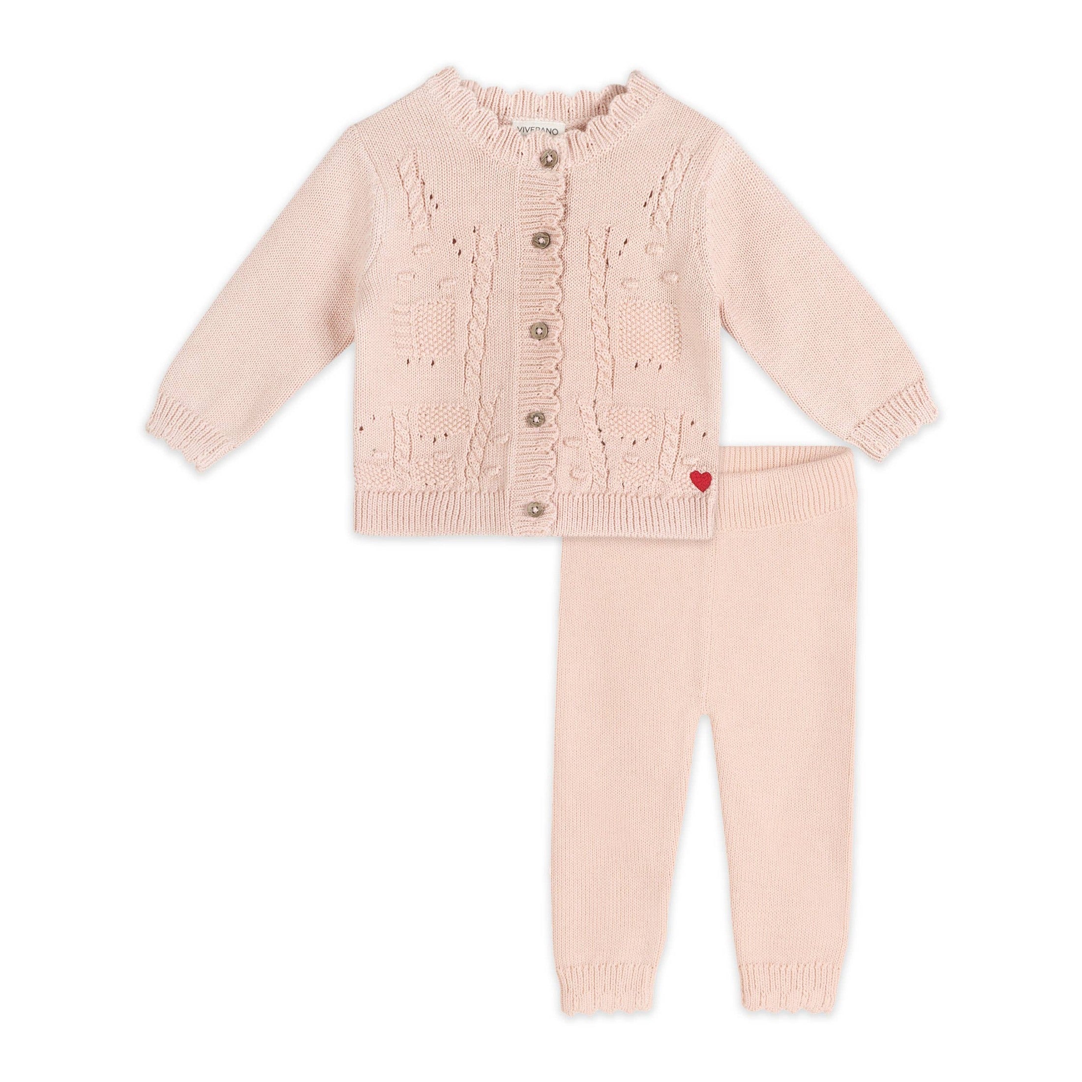Organic Cotton Pink Baby Sweater and Pants Set