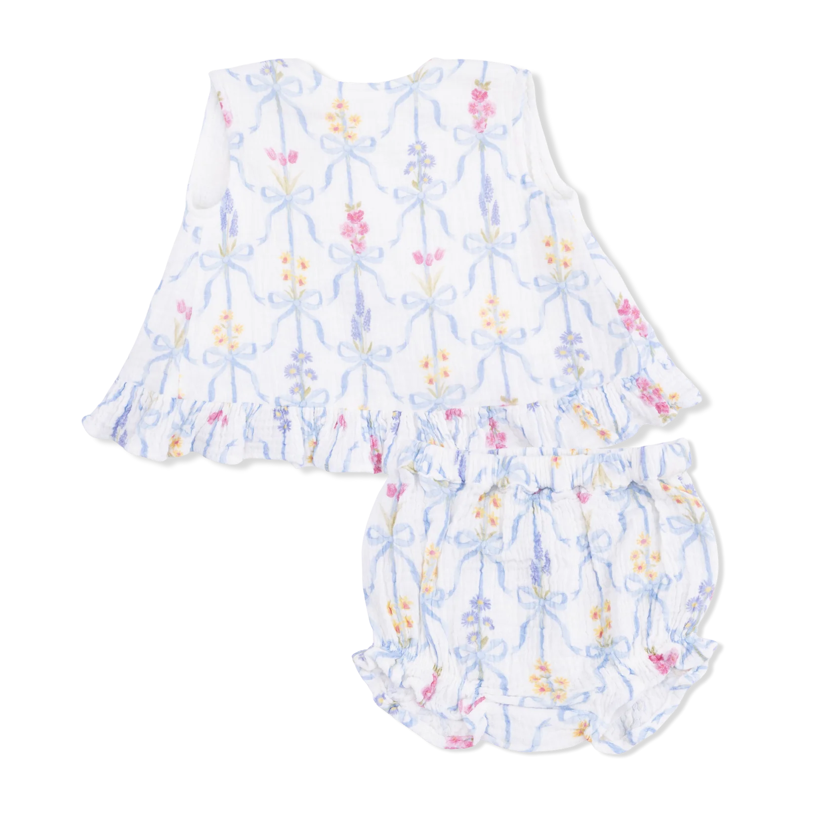 Ribbon Bouquets Baby Girls Ruffle Back Top and Bloomer Set