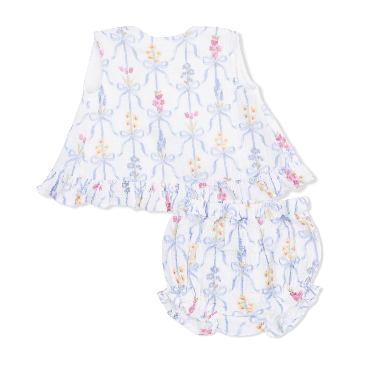 Ribbon Bouquets Baby Girls Ruffle Back Top and Bloomer Set