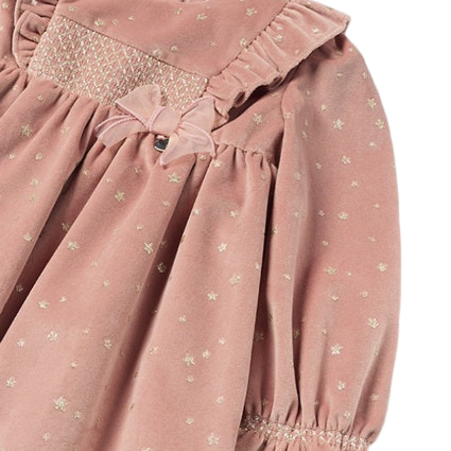 Girls Pink Velour Star Dress