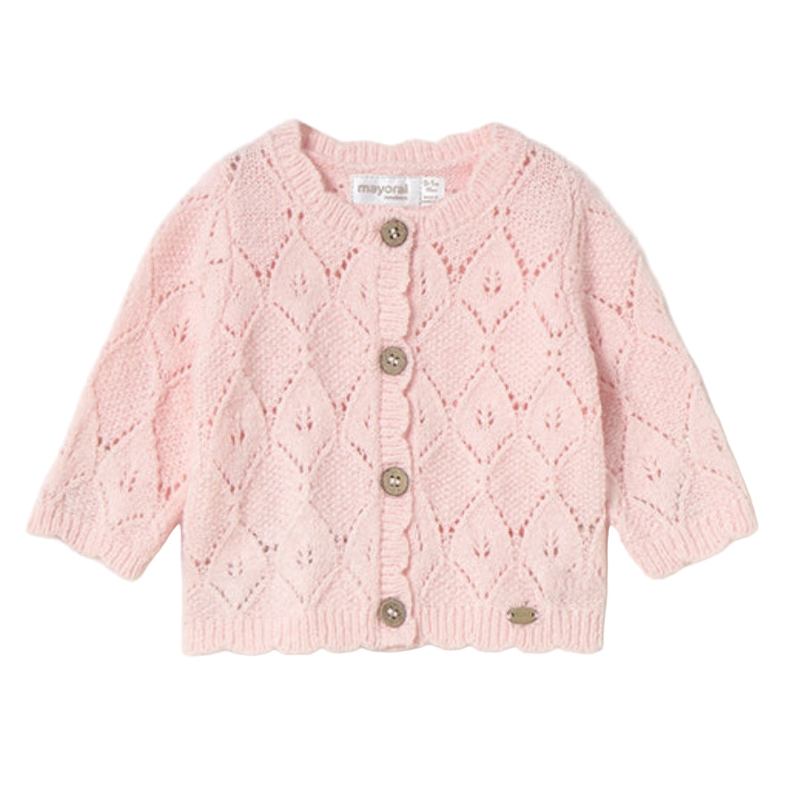 Baby Girl Crystal Pink Knit Cardigan