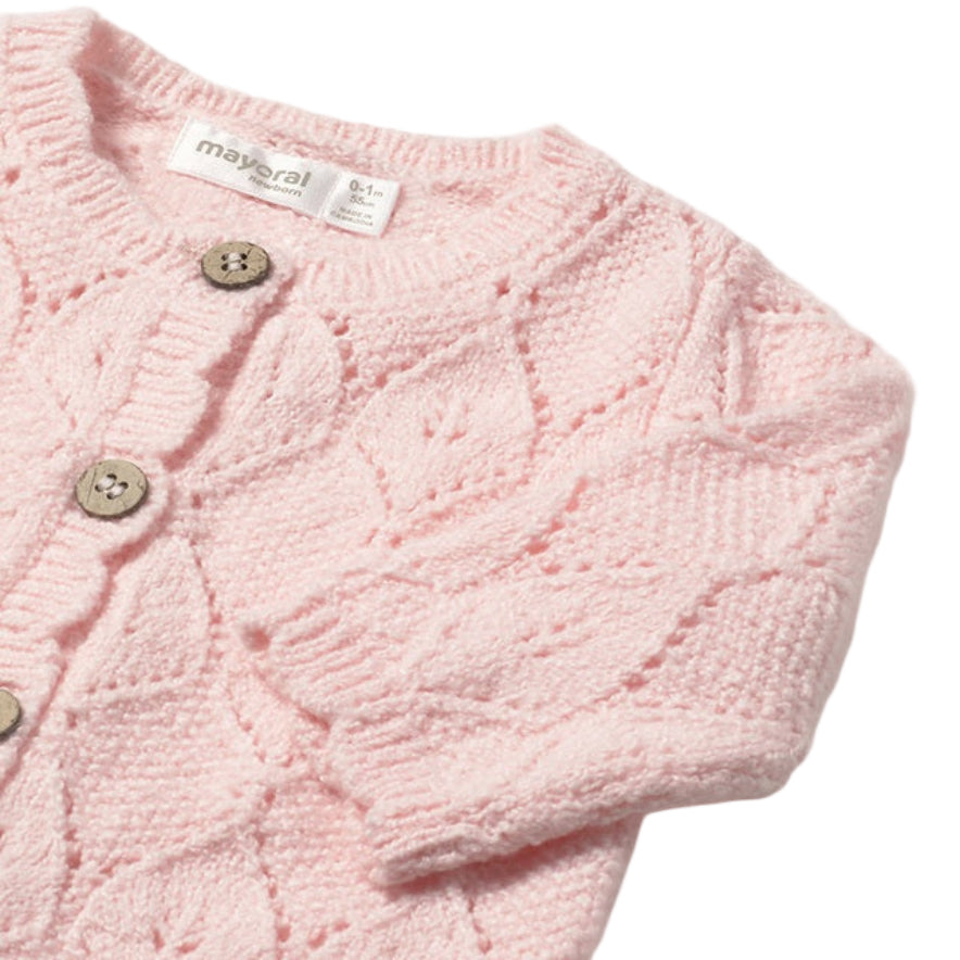 Baby Girl Crystal Pink Knit Cardigan