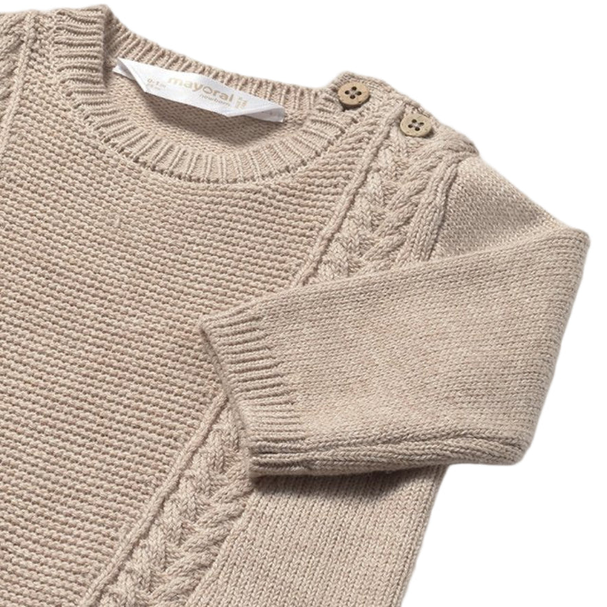 Cotton Wool Knitted Button Shoulder Baby Sweater