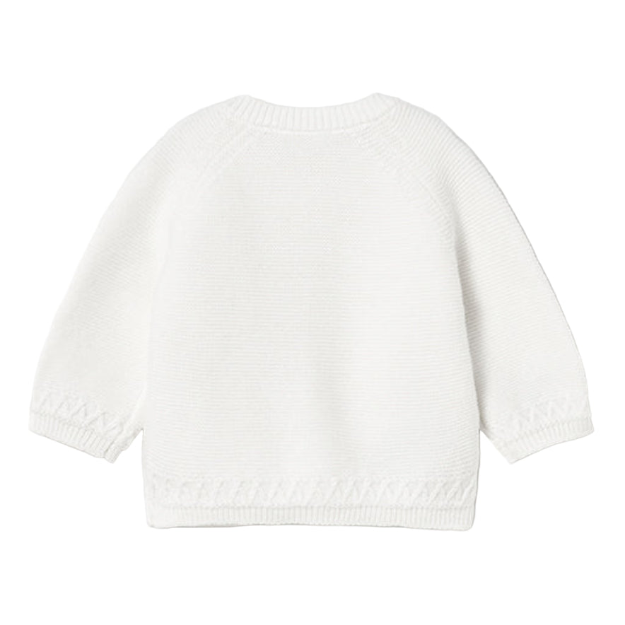 Soft White Baby Knit Cardigan with Front Pockets