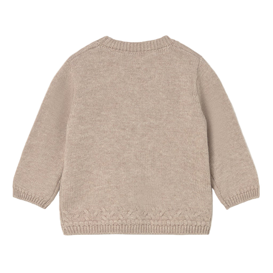 Dune Beige V-Neck Knit Baby Cardigan