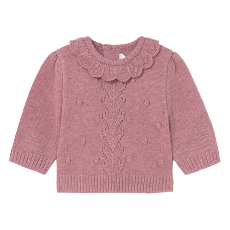 Pink Ruffled Knit Baby Sweater