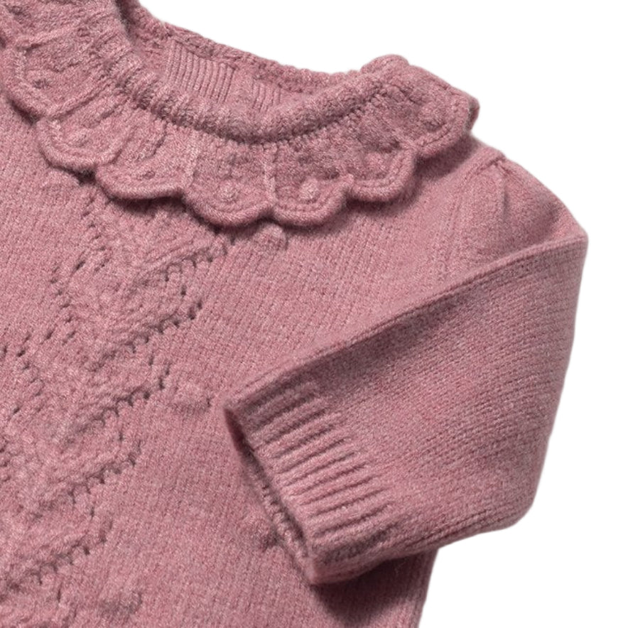 Pink Ruffled Knit Baby Sweater