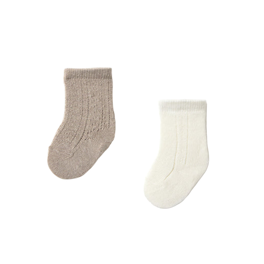2 Pairs Light Brown Dressy Cotton Baby Socks