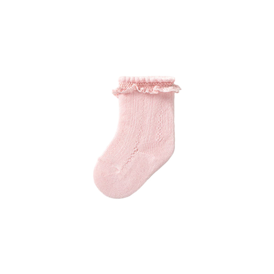 Pink Cotton Ruffle Socks for Baby Girl