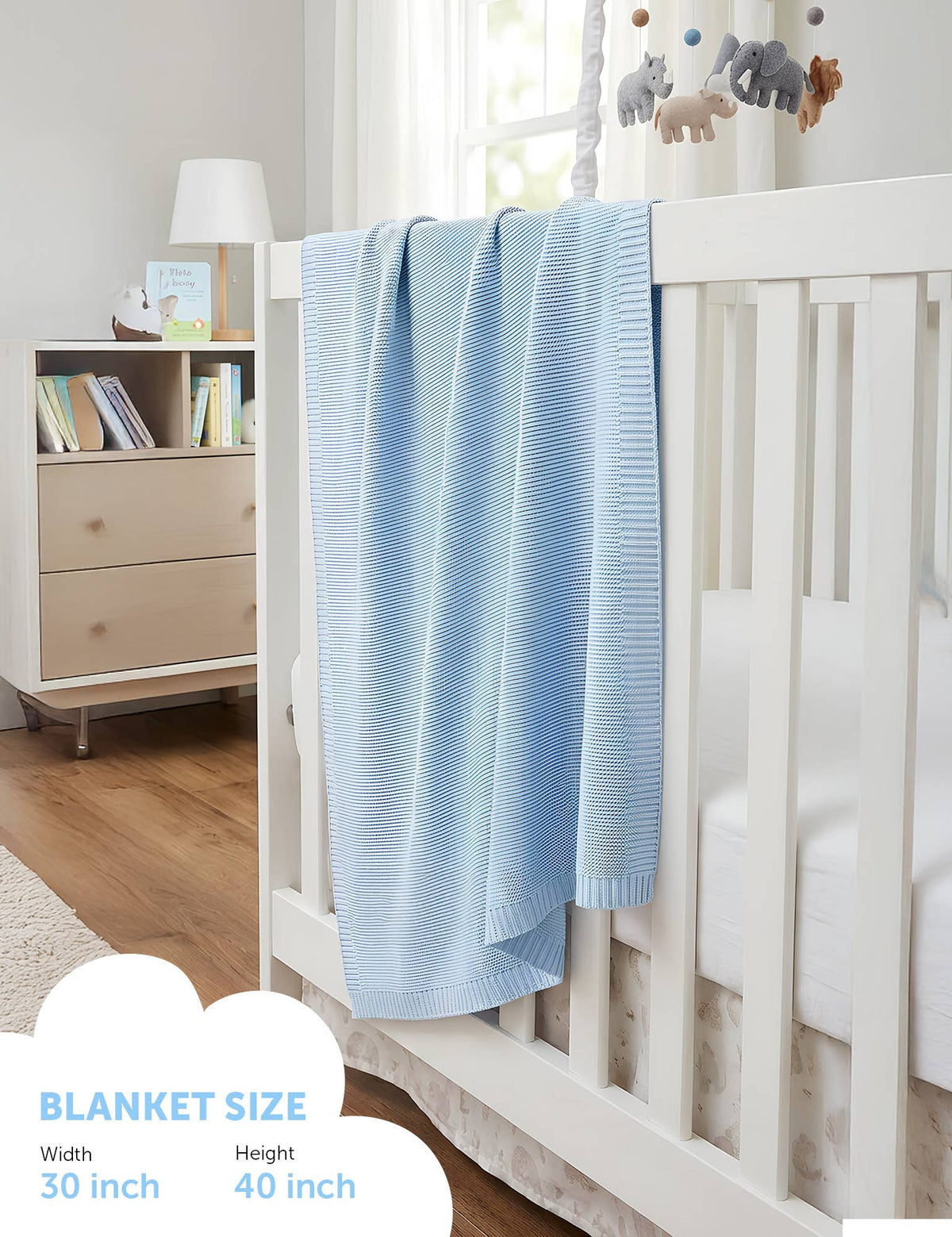 Cream Soft Cotton Bubble Knit Baby Stroller Blanket