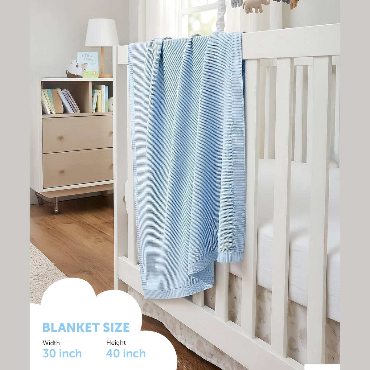 Cream Soft Cotton Bubble Knit Baby Stroller Blanket