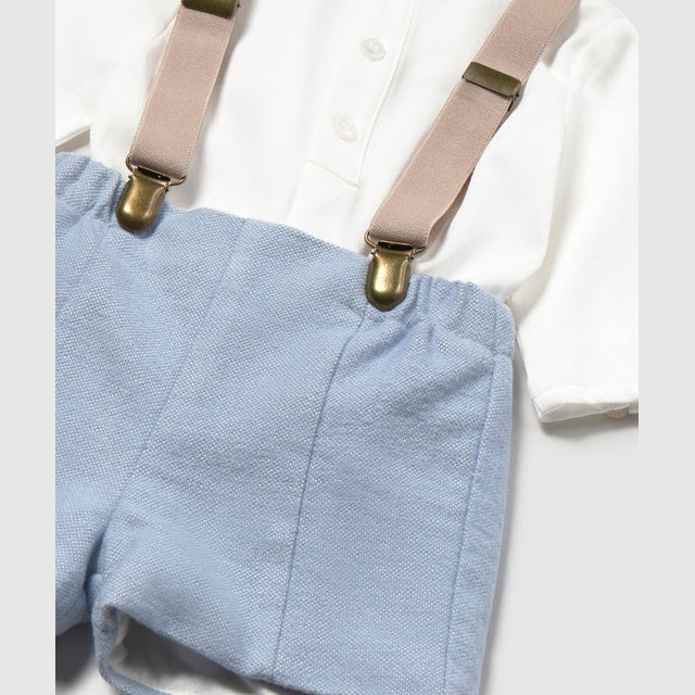 Classic Blue Shorts & Suspender Set