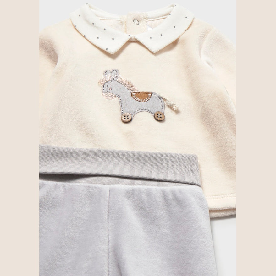 Baby Velour Collared Top & Footed Leggings Set
