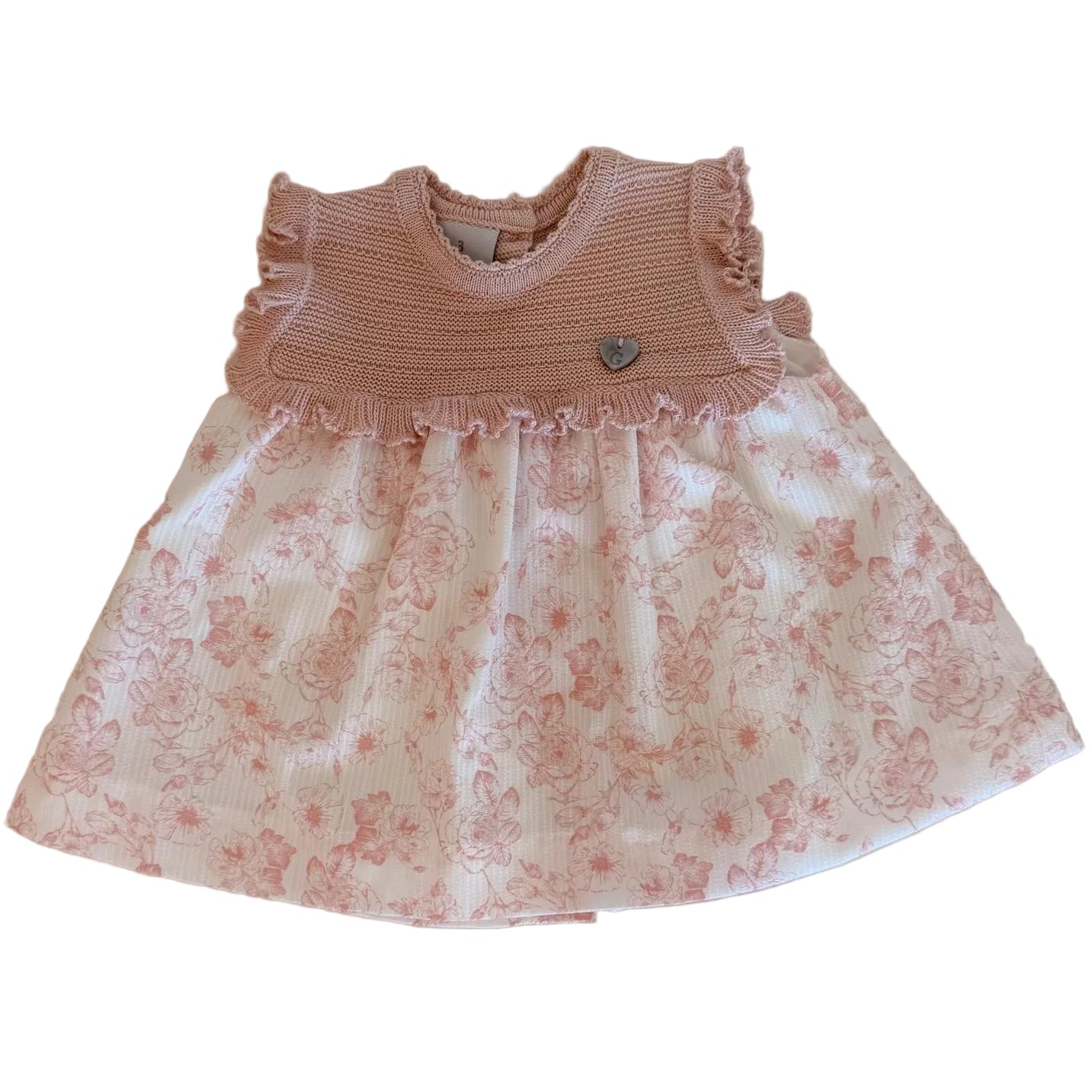 Baby Girls Pink Floral Dress & Ruffled Bloomer 2-Piece Set