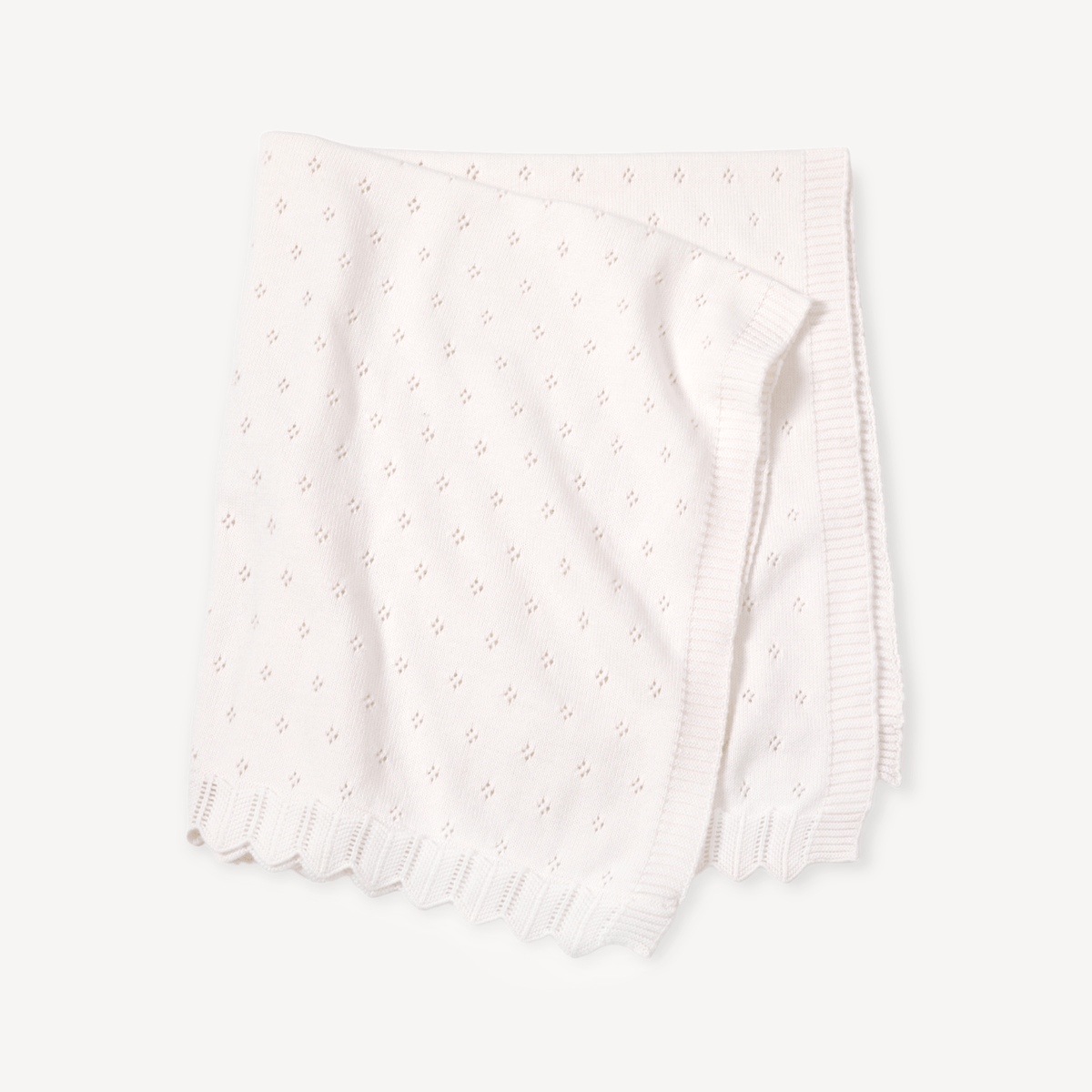 Dove White Classic Pointelle Knit Baby Blanket