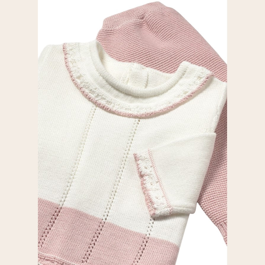 Baby Girls 2 Piece Leg Warmer Set - White and Rose