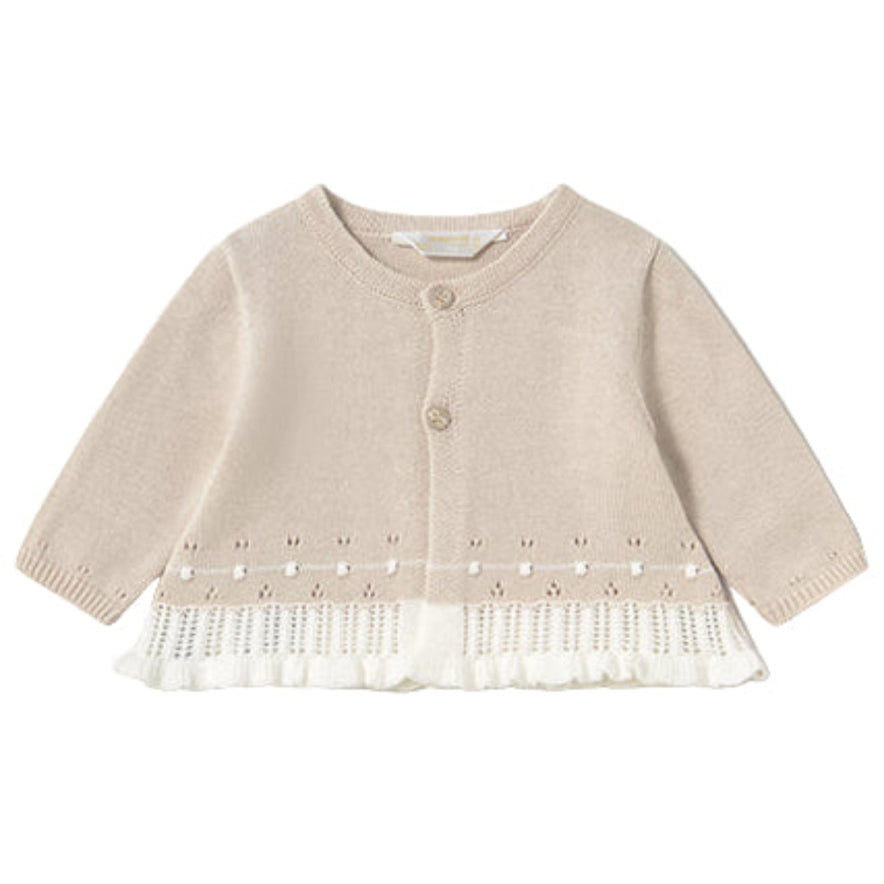 Baby Girls 3 Piece Trousers Set - Beige and White
