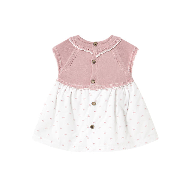 Baby Girls Knit Short Sleeve Dress - Pink