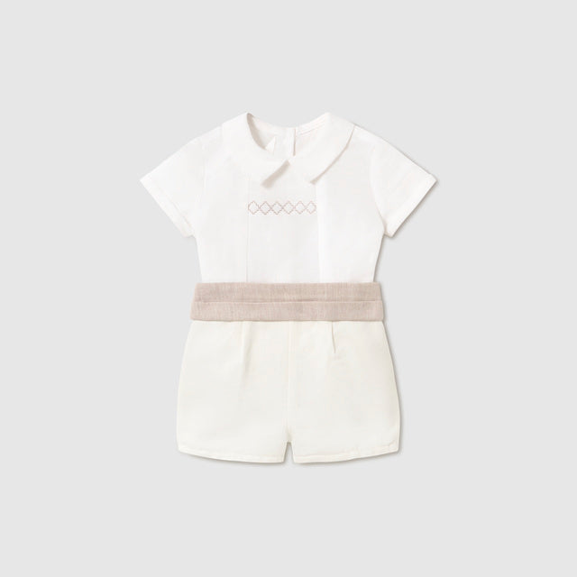 Baby Boy 2-Piece Natural Linen Shorts Set