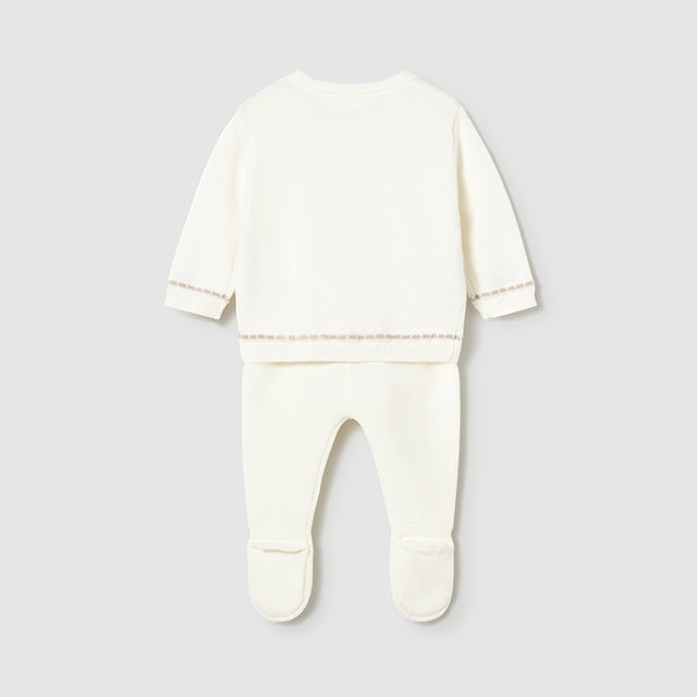 Baby Boy 2-Piece Pottery White Knit Sweater Set