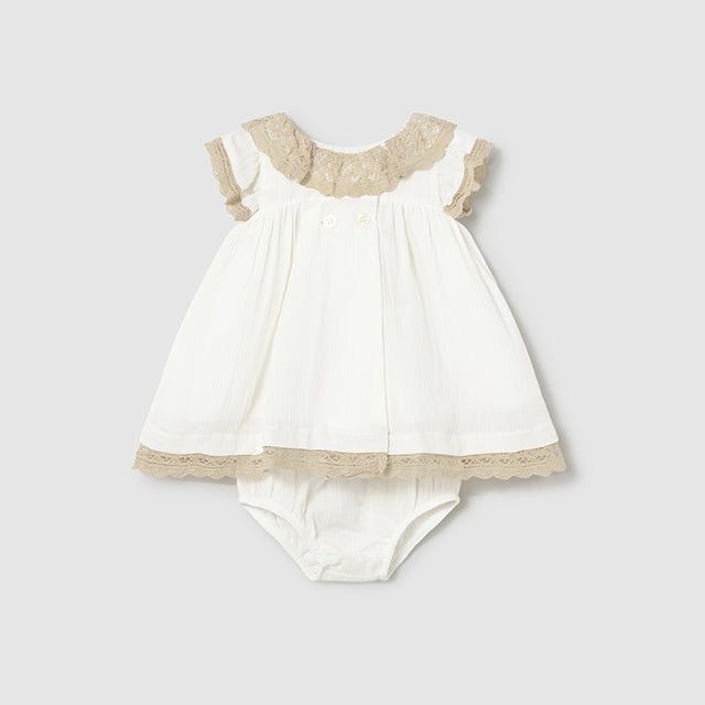 Baby Girl Cream Flutter Sleeve Dress