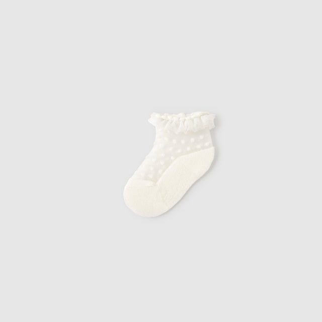 Baby Girl Natural Cream Plumeti Socks