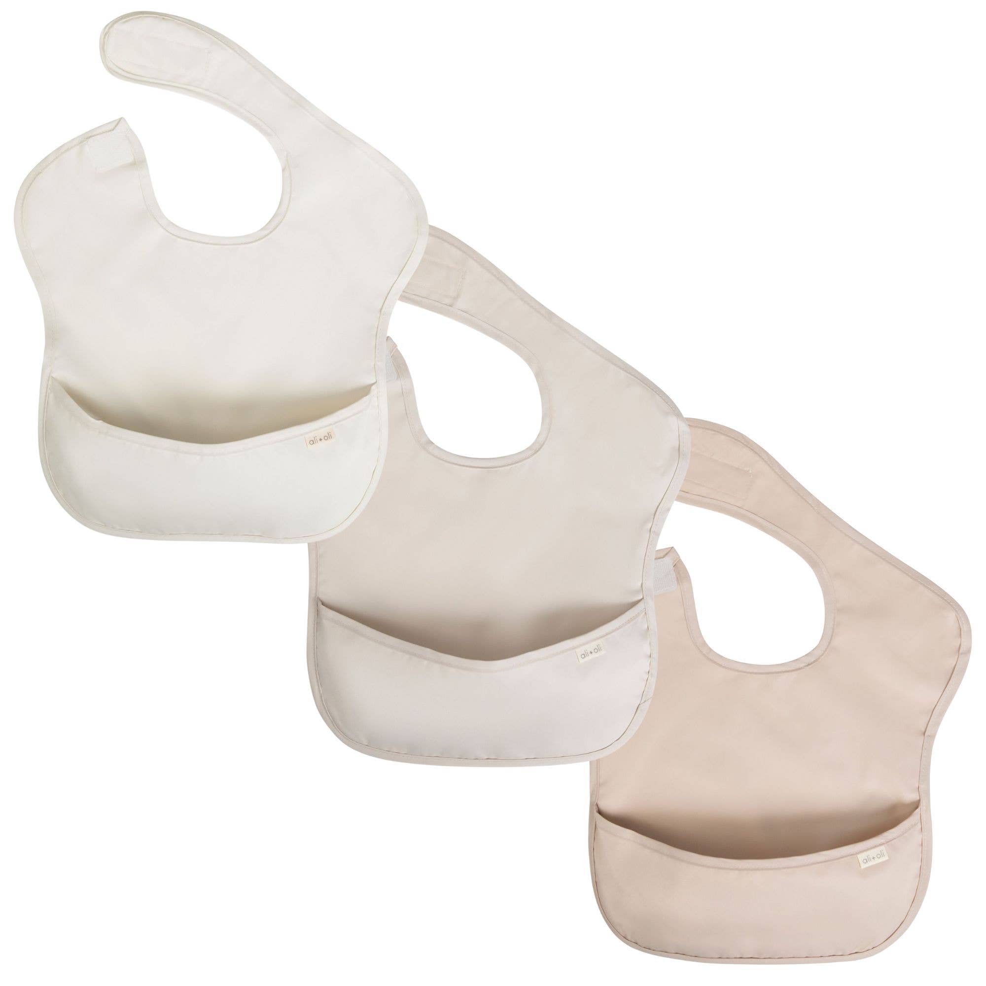 Neutral 3-pc Sleeveless Smock Bib Set for Baby & Toddler