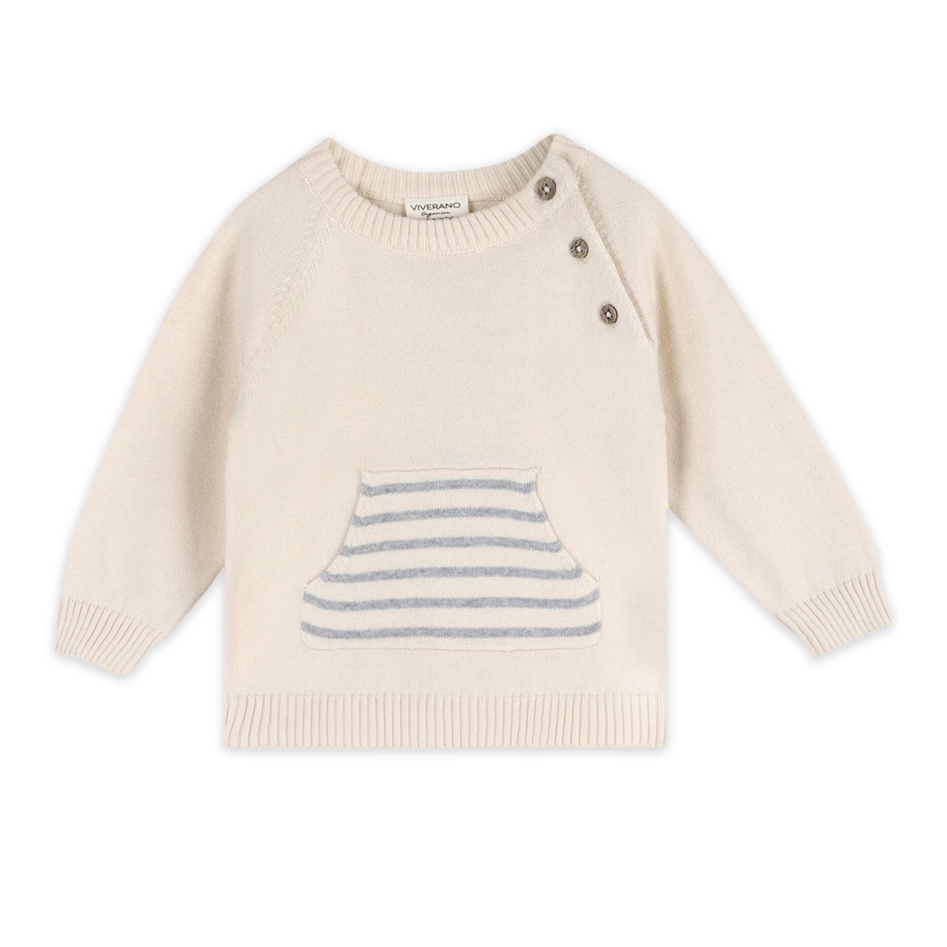 Cream Milan Knit Baby Kangaroo Pocket Pullover