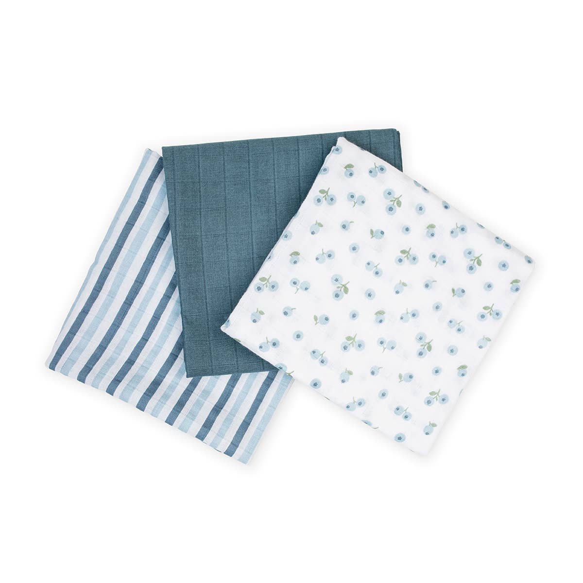 3 Pack Blueberry Muslin Receiving Blankets