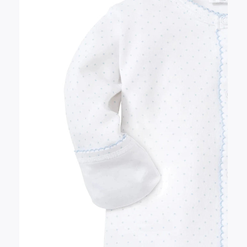 New Kissy Dots Print Footie and Hat Set Blue