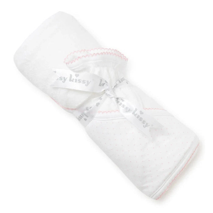 White/Pink New Kissy Dots Hooded Towel & Mitt Set