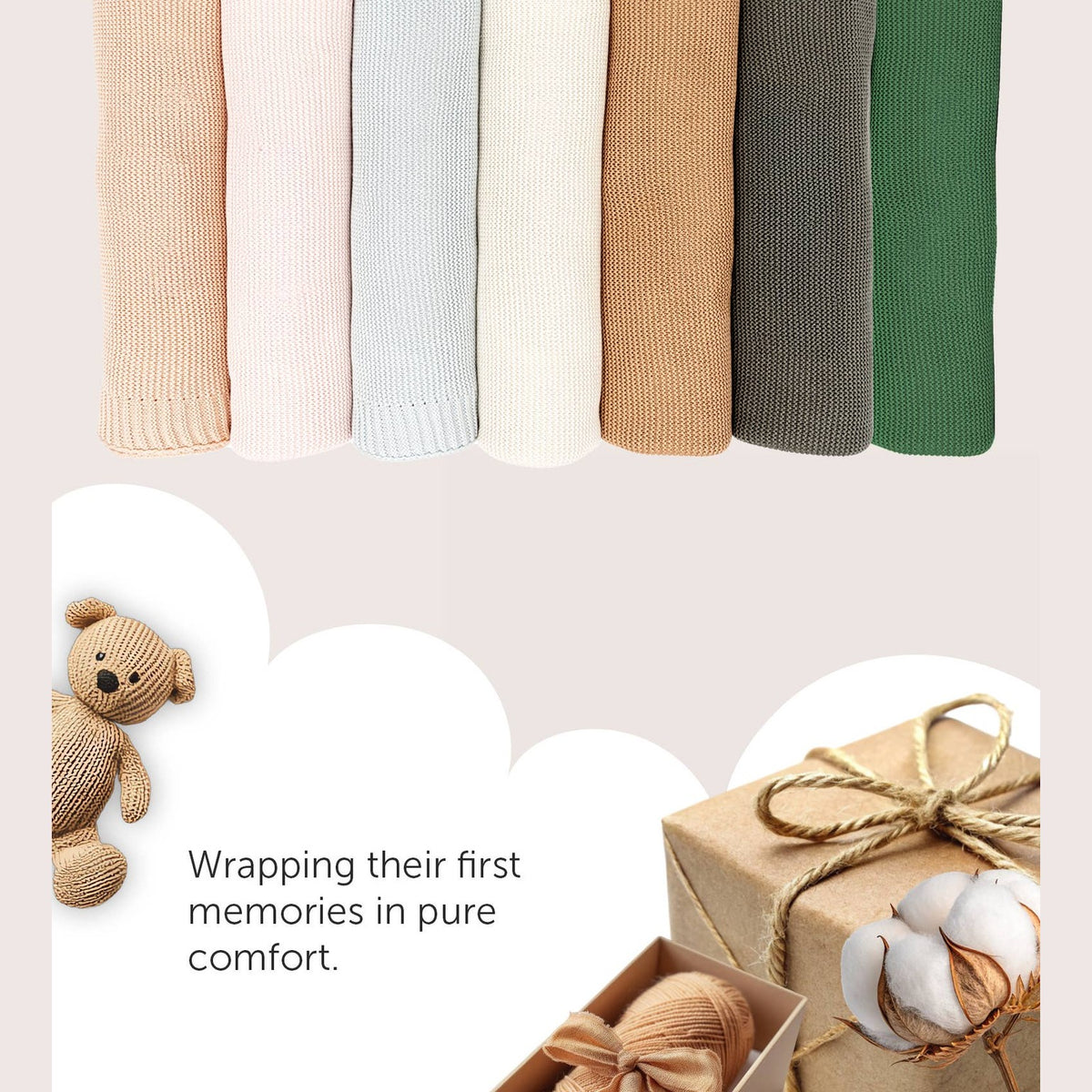 Cream Soft Cotton Bubble Knit Baby Stroller Blanket