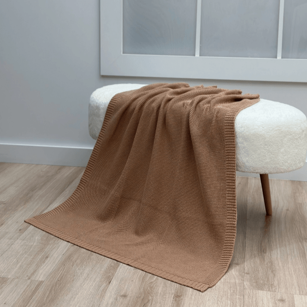 Cream Soft Cotton Bubble Knit Baby Stroller Blanket