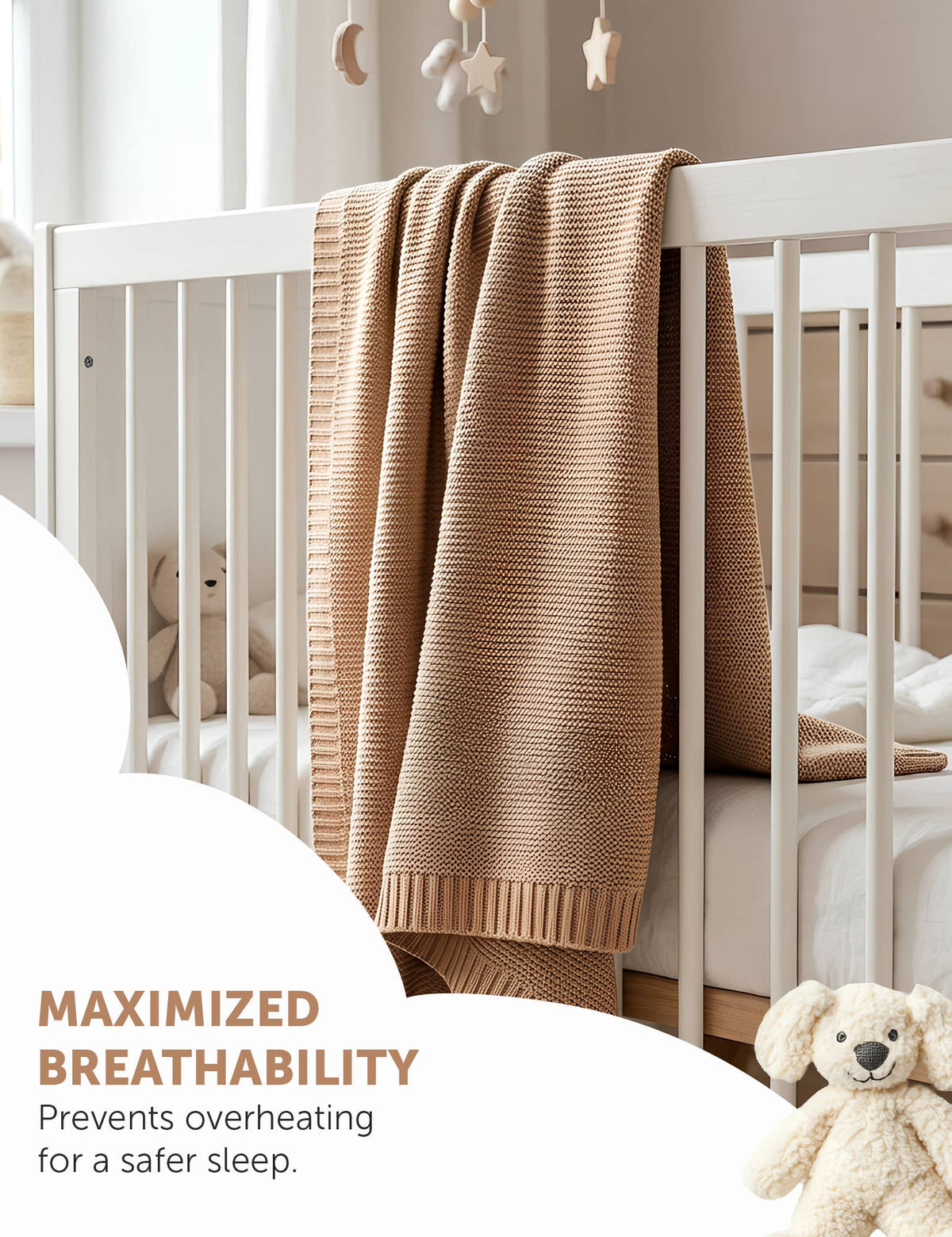 Cream Soft Cotton Bubble Knit Baby Stroller Blanket