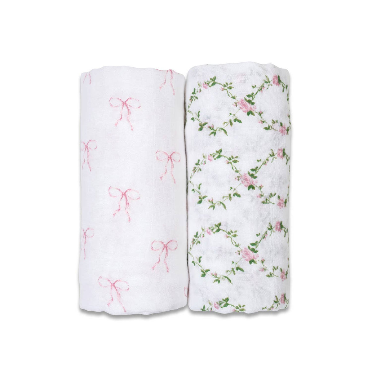 2-Pack Cotton Swaddle Blankets – Bows & Rose Trellis