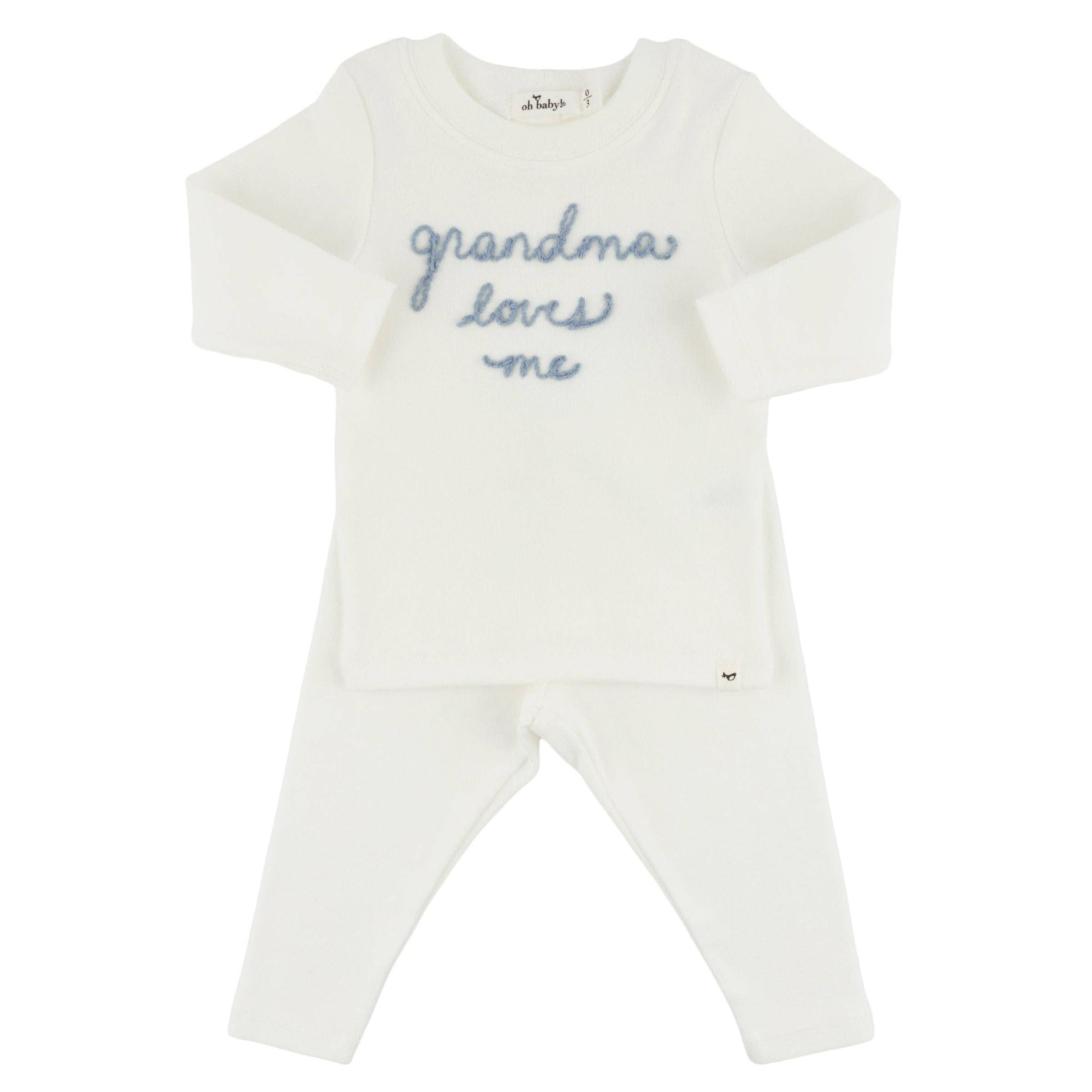 Oh baby! Two Piece Set - "Grandma Loves Me" Fog Embroidered