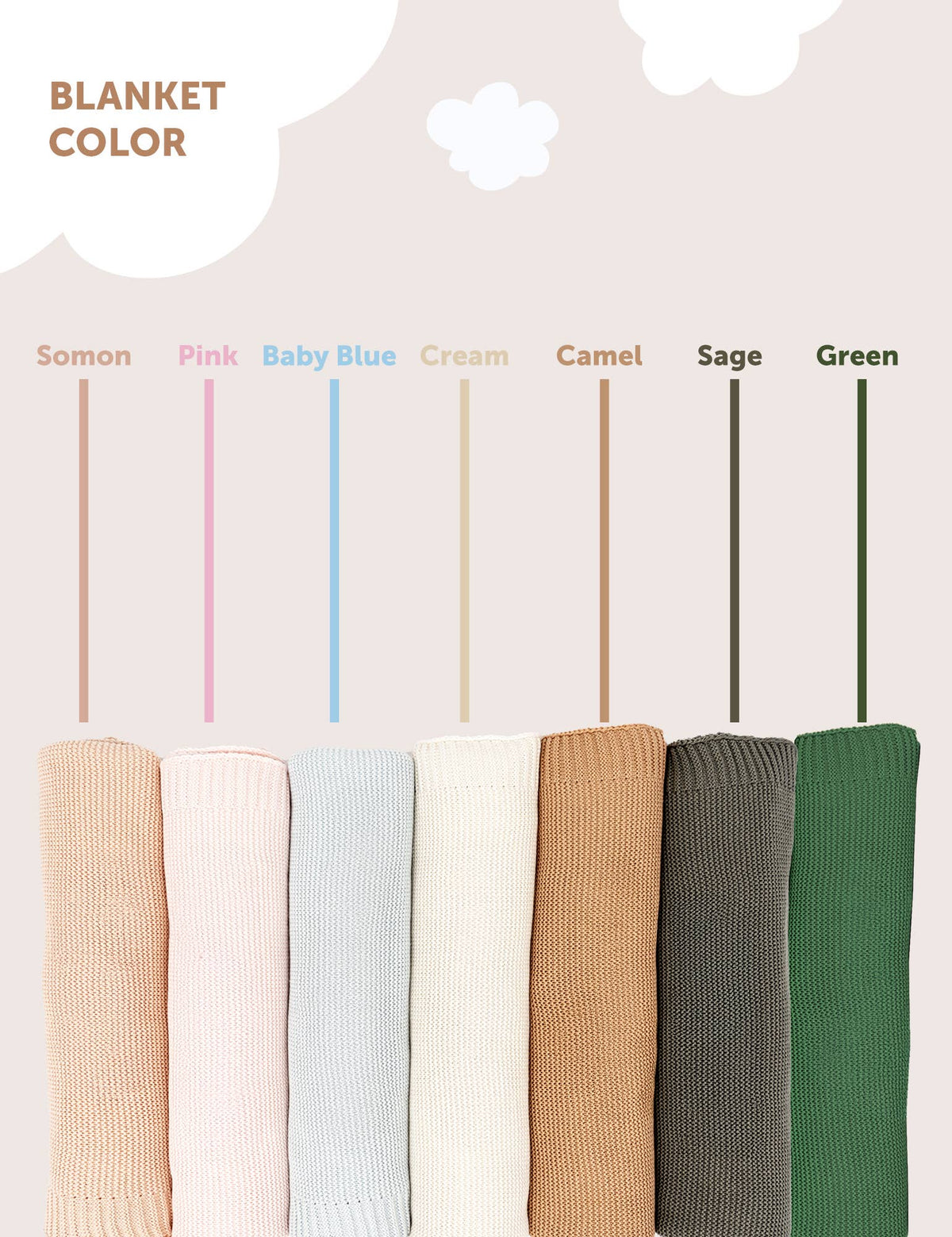 Cream Soft Cotton Bubble Knit Baby Stroller Blanket