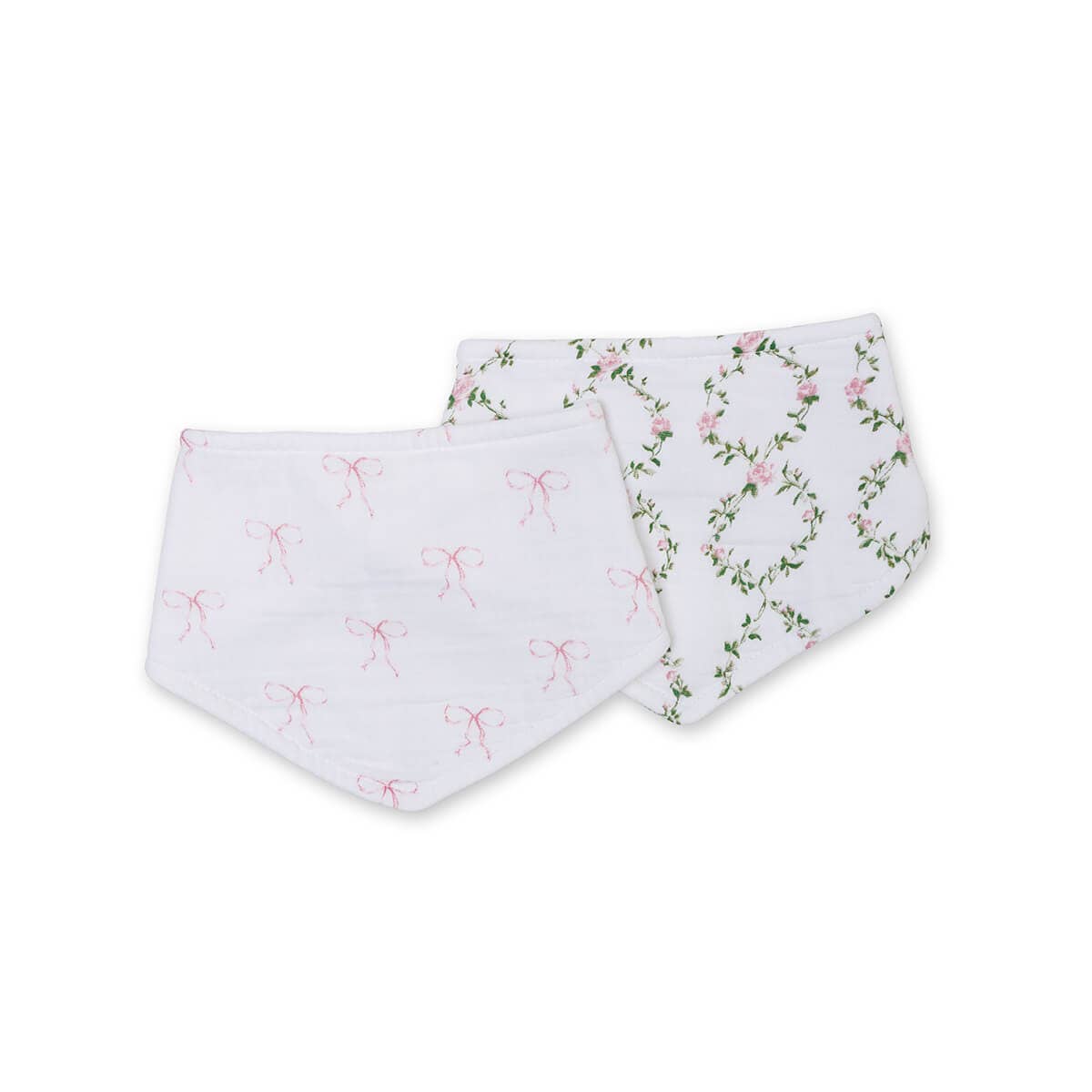 Rose Trellis Bow Bandana Bibs – 2-Pack | Soft & Absorbent