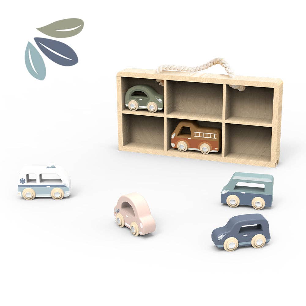 6-Piece Wooden Car Display Set