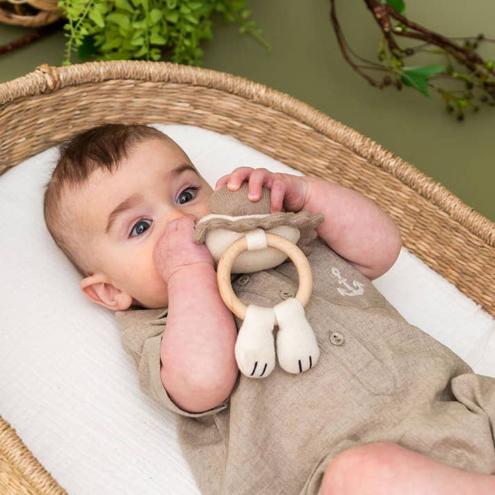 Natural Lion Organic Stuffed Animal Baby Ring Rattle