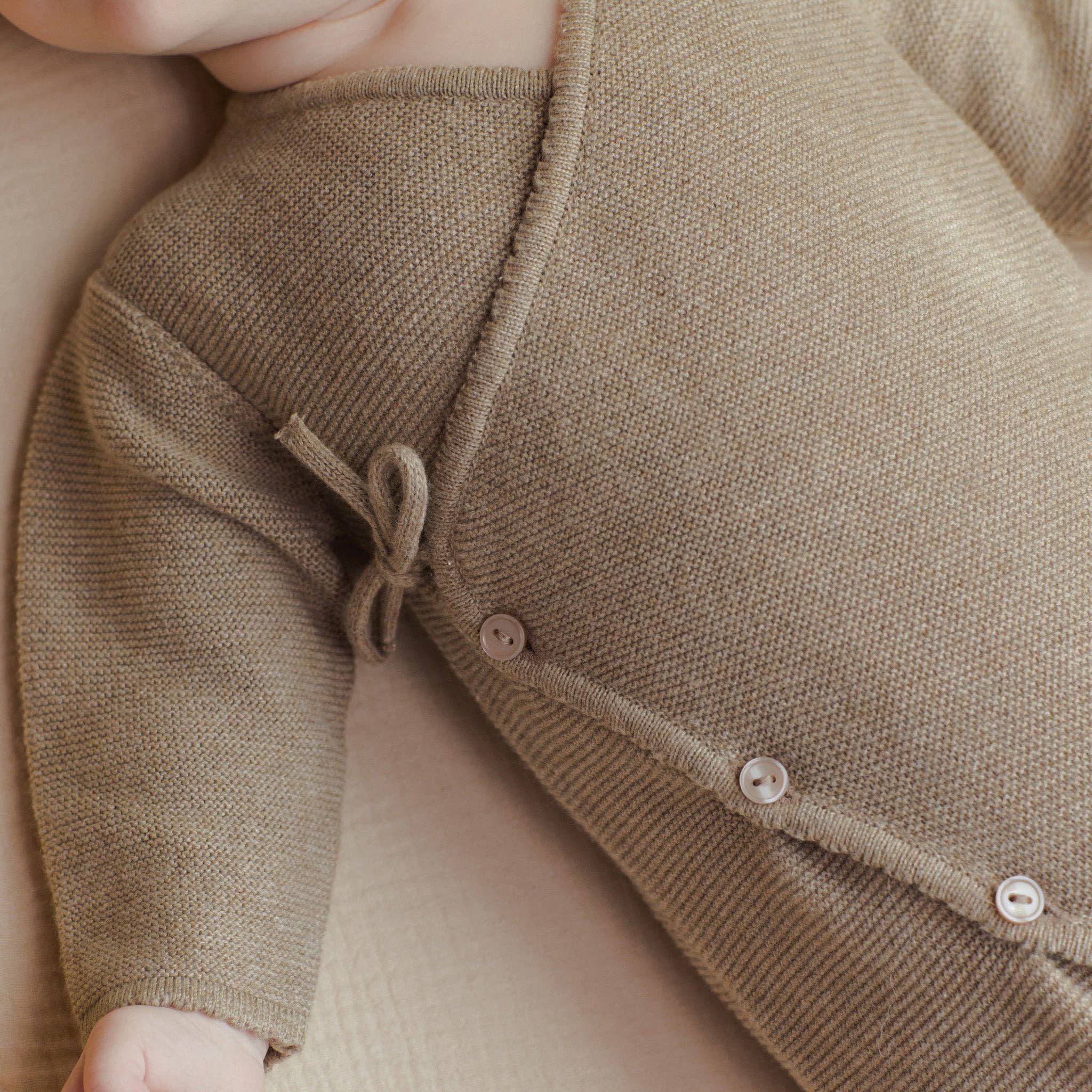 Heathered Mocha Wrap Footie with Side Tie & Cozy Fit