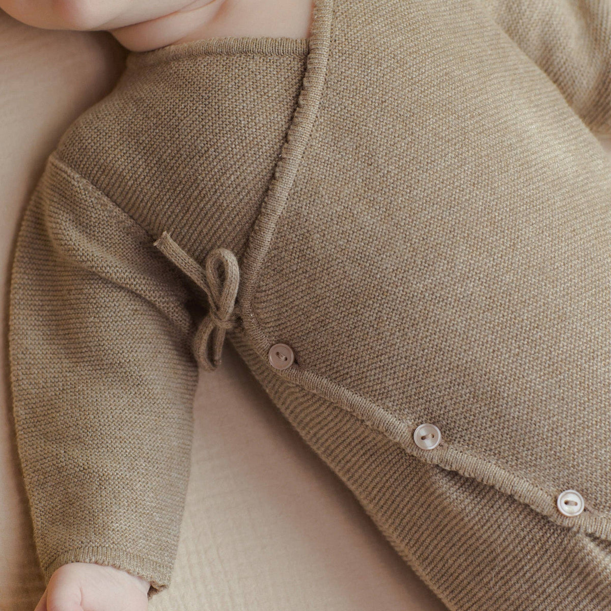 Heathered Mocha Wrap Footie with Side Tie & Cozy Fit