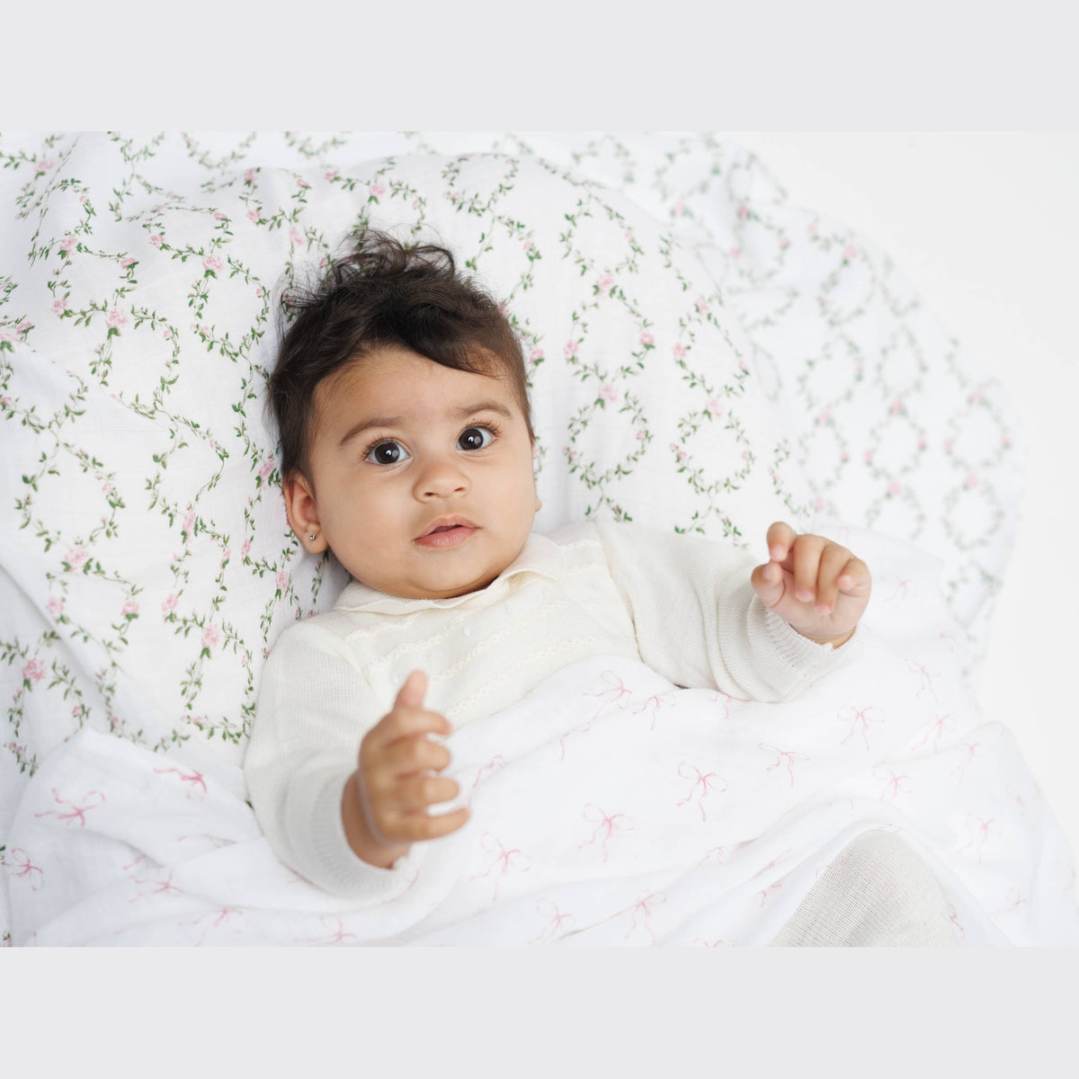 2-Pack Cotton Swaddle Blankets – Bows & Rose Trellis