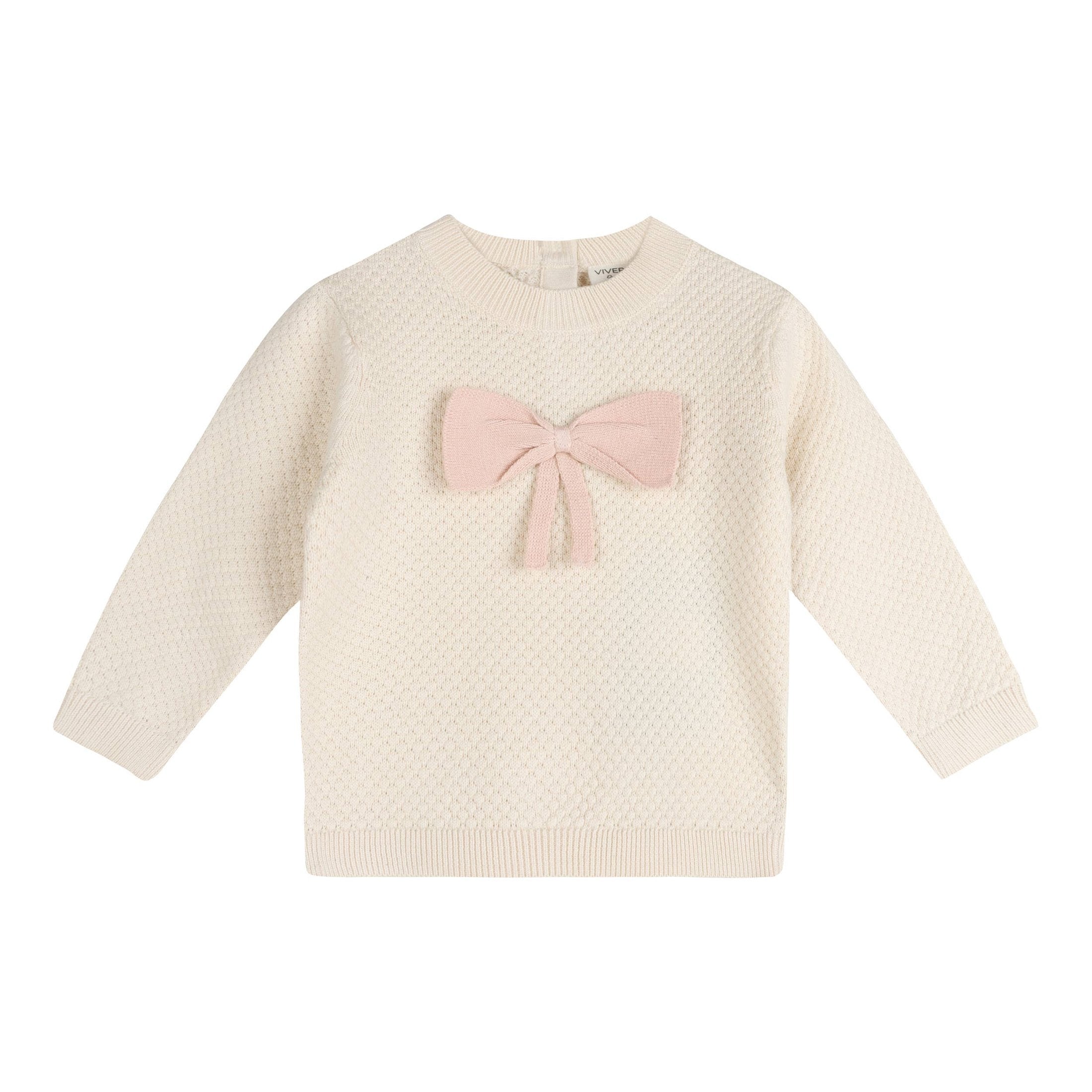 Cream Bow Knit Baby Sweater and Legging Set