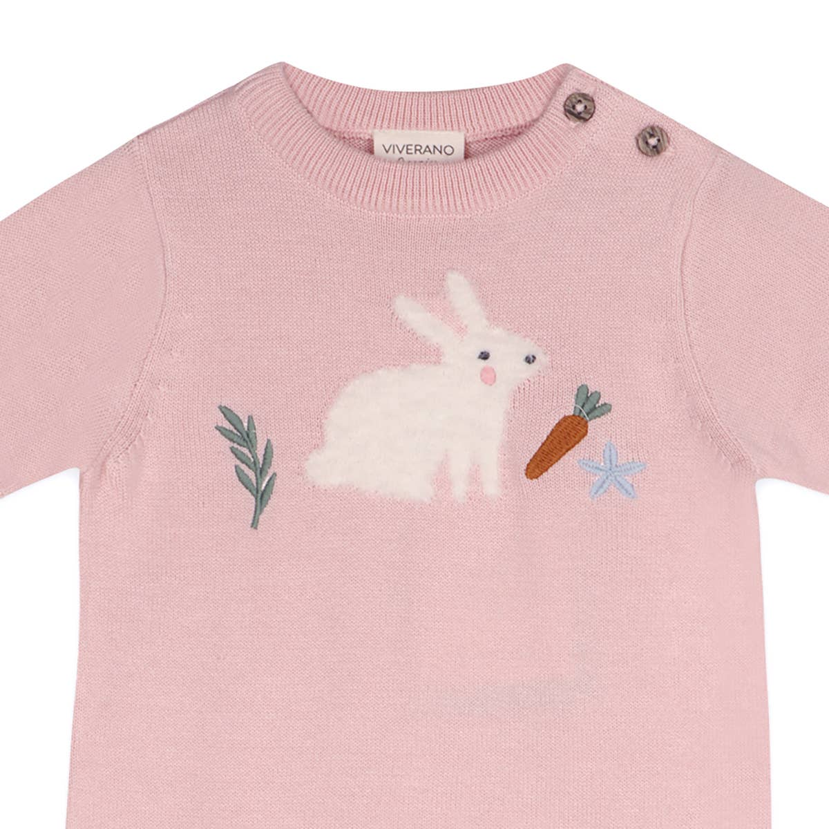 Furry Bunny Embroidered Baby Knit Romper Organic Cotton