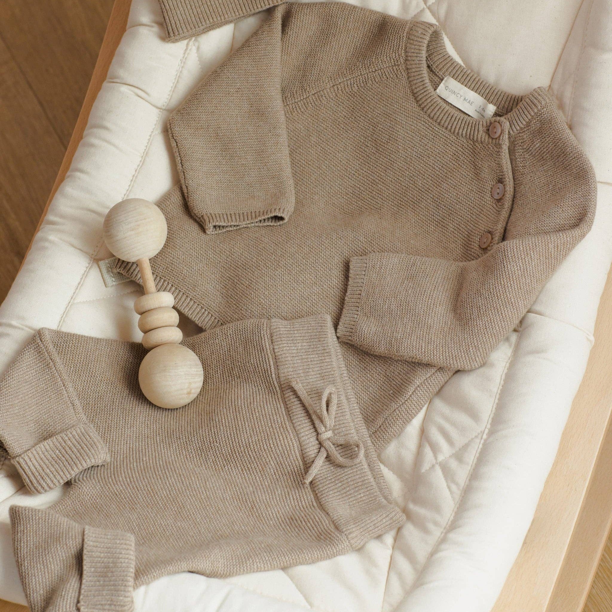 Baby 2-Piece Brown Fine Knit Sweater and Pant Set