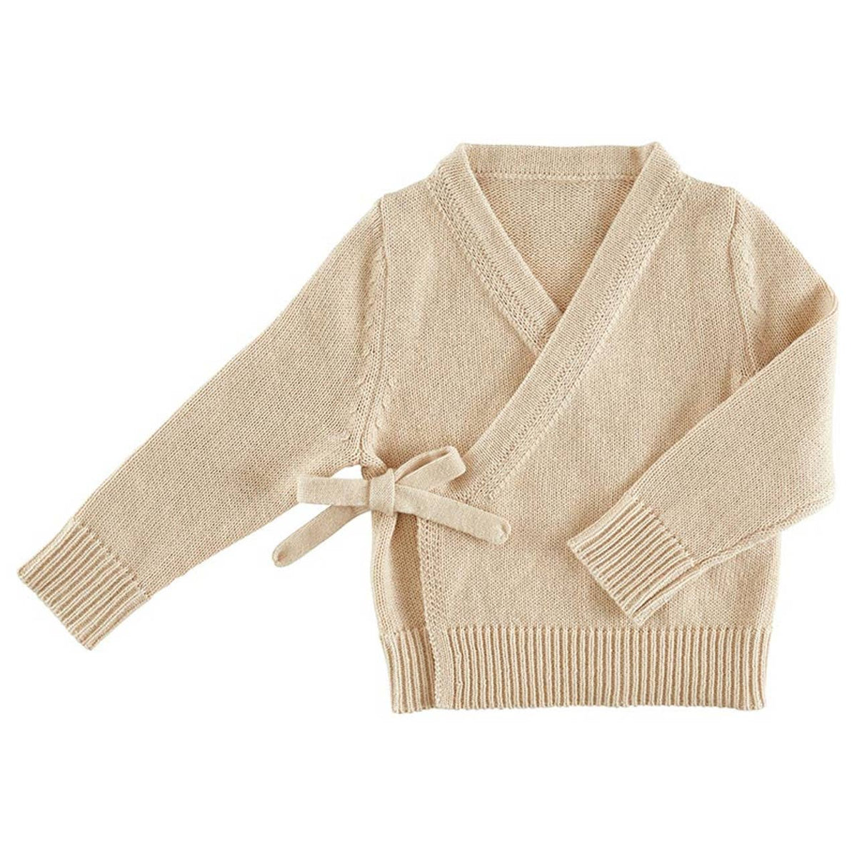 Two-Piece Knit Wrap Set - Oat: Hand Wash Cold. Do Not Bleach. Dry Flat. Do Not Iron. / 100 % Cotton Knit / 0-3M